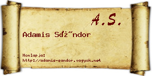 Adamis Sándor névjegykártya